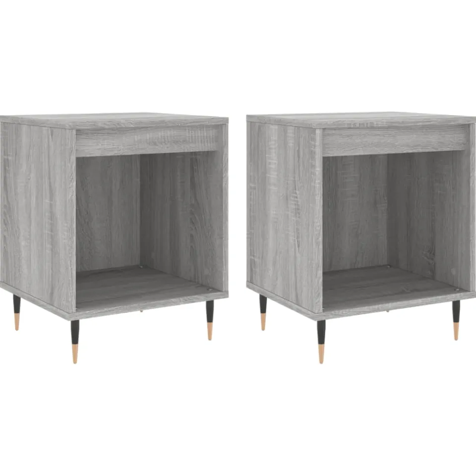 vidaXL Nachtkastjes 2 st 40x35x50 cm bewerkt hout grijs sonoma eiken
