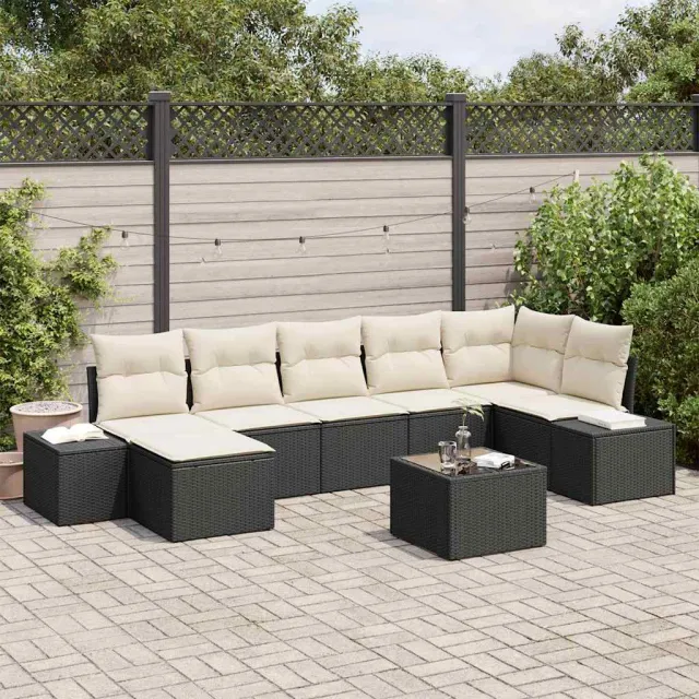 vidaXL Tuin Sofa Set 8 st Zwart poly rattan