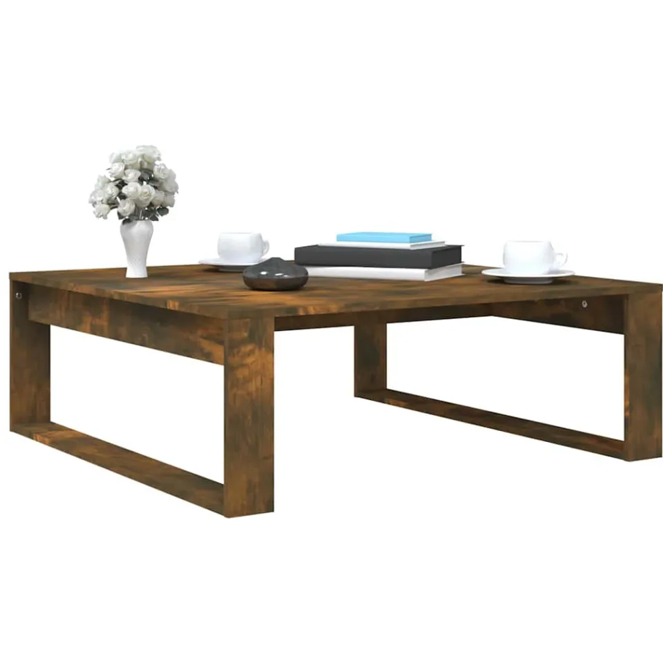 vidaXL Salontafel 100x100x35 cm bewerkt hout gerookt eikenkleurig Bruin