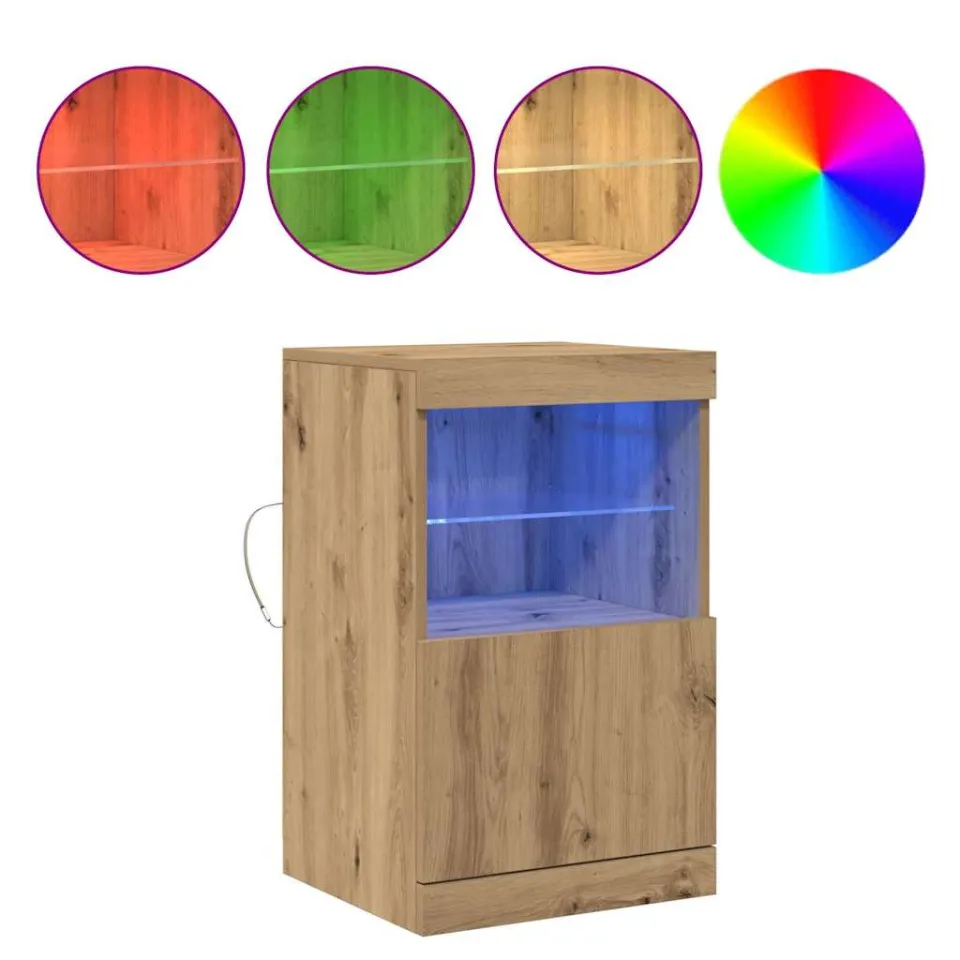 vidaXL LED Sideboard Artisan Eiken 41 x 37 x 67 cm Bewerkt hout, foto 3