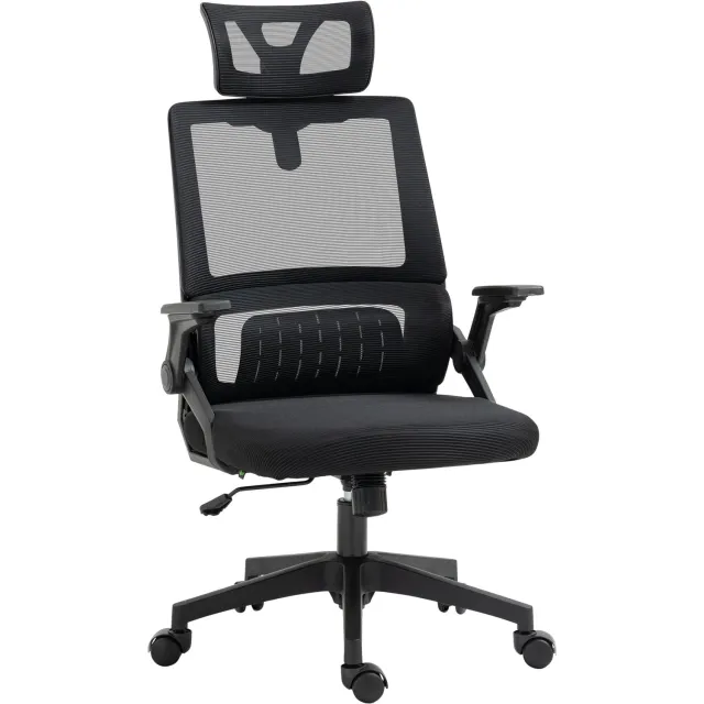 Lunpog Verstelbare bureaustoel van polyester mesh met ergonomische - kantelbare en draaibare rugleuning - zwart