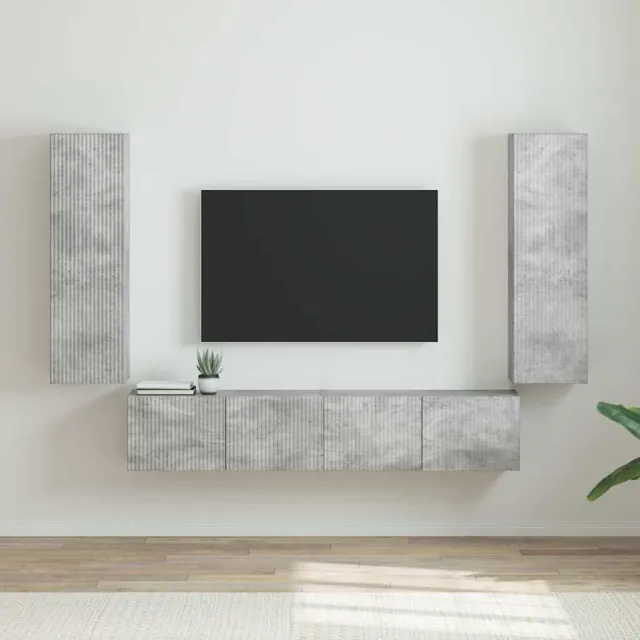 vidaXL TV Wandkast 2 st Betongrijs Bewerkt hout