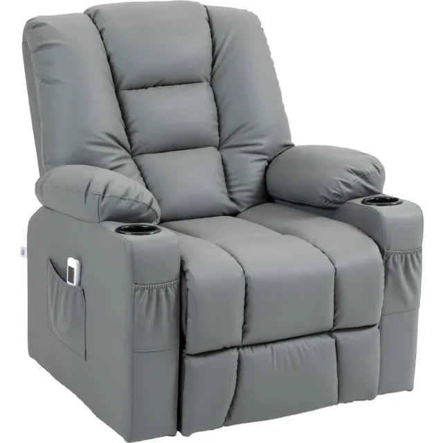 GranMaison Massagestoel - Relaxfauteuil - Zetel - Sta op stoel elektrisch - Stof - 1 persoons - Met armleuning - Zeer comfortabel - Elektrisch - Grijs Grijs-3