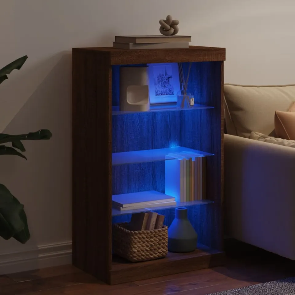 vidaXL Dressoir met LED-verlichting 60,5x37x100 cm bruin eikenkleur, foto 3
