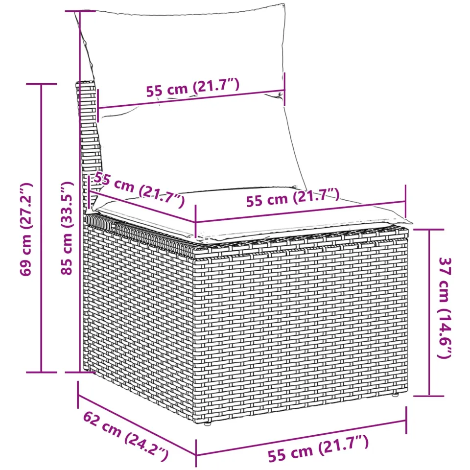vidaXL Tuin Sofa Set 11 st Zwart Poly riet, foto 3