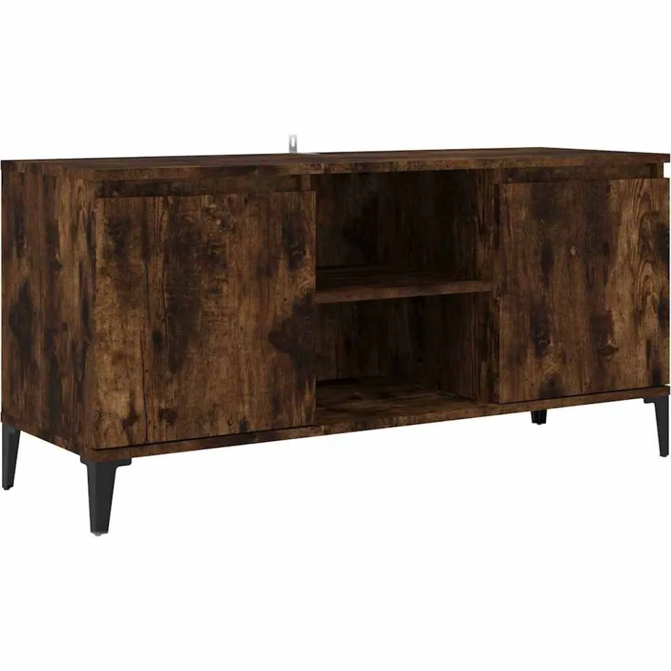 vidaXL Tv-meubel met metalen poten 103,5x35x50 cm gerookt eikenkleurig Bruin