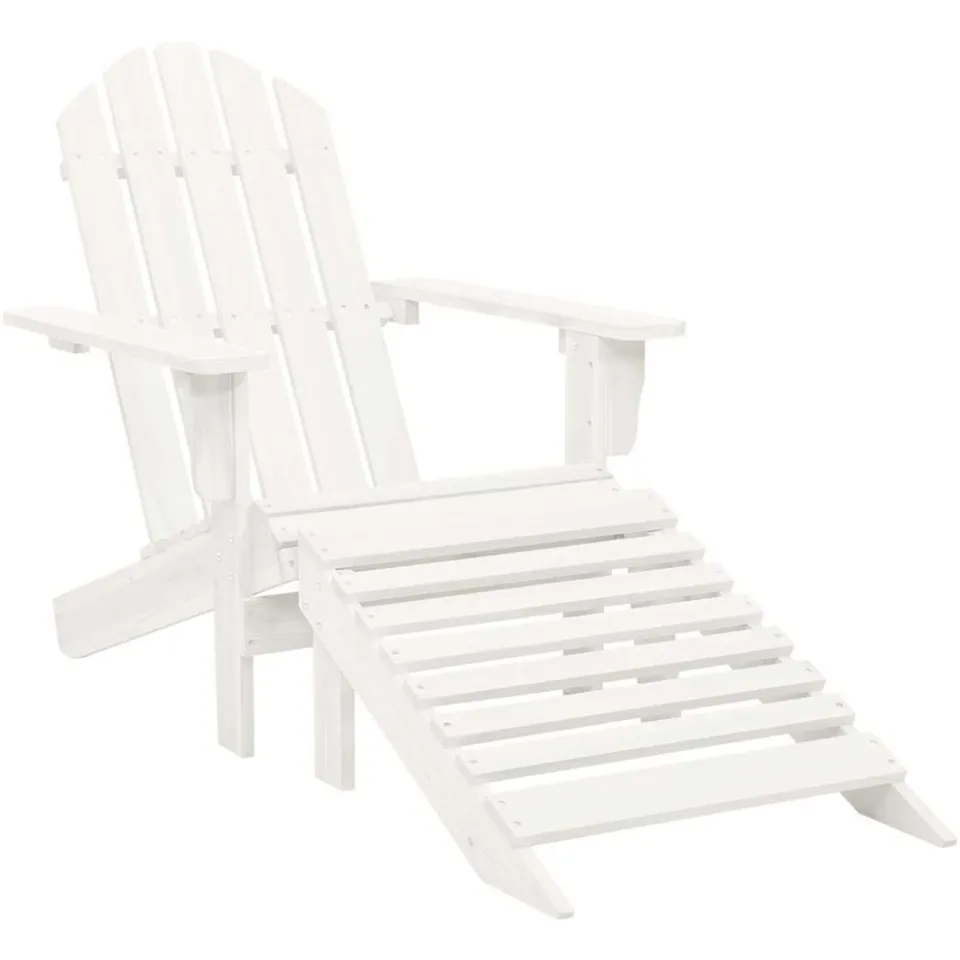 vidaXL Tuinstoel Adirondack met voetenbank tafel massief vurenhout wit, foto 3