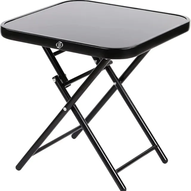 Equivera Bijzettafel Buiten - Bijzettafel Tuin - Salontafel Buiten - Salontafel Tuin - Koffietafel Buiten - Voor Binnen en Buiten - Must Have Voor Jouw Tuin! zwart en grijs