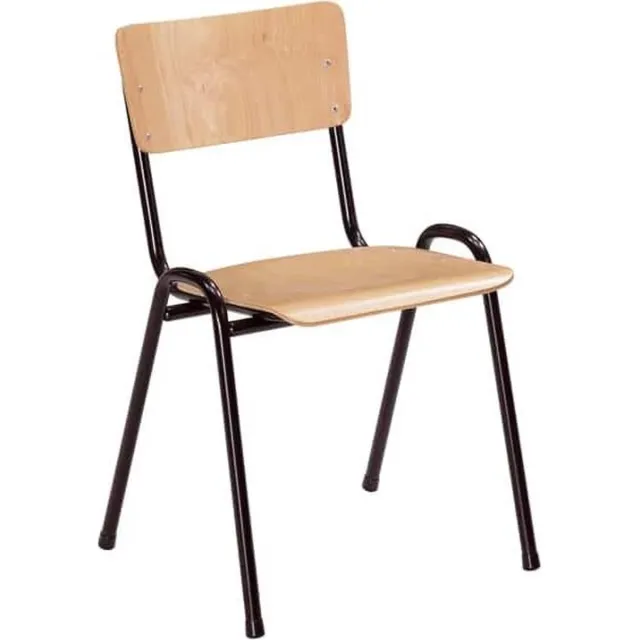 ABC Kantoormeubelen Kantinestoel stapelstoel model Milaan Zwart frame houten zitting Houtkleur