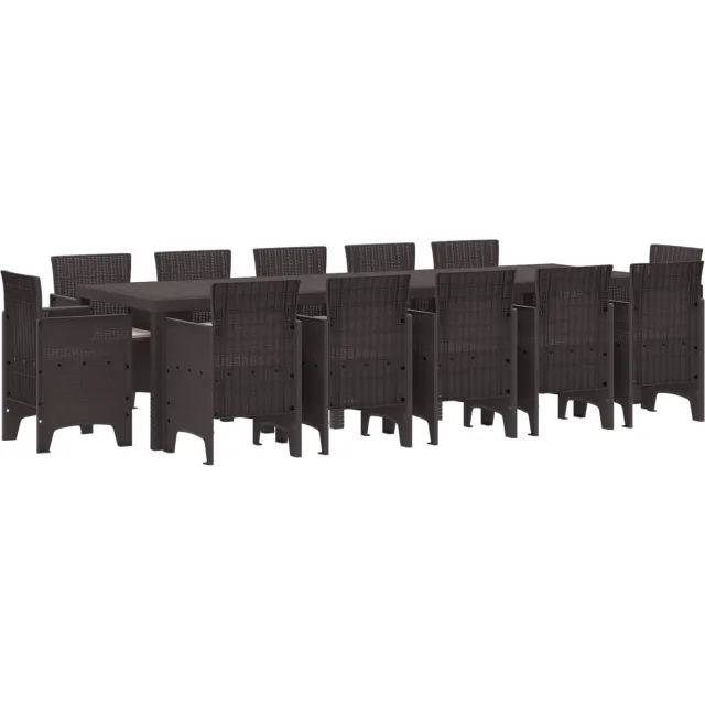 vidaXL Tuin Eetset 13 st Bruin en Taupe Poly riet