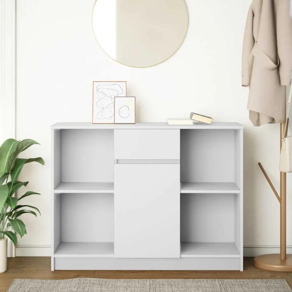 vidaXL Dressoir met lade 101x35x76 cm spaanplaat wit, foto 3
