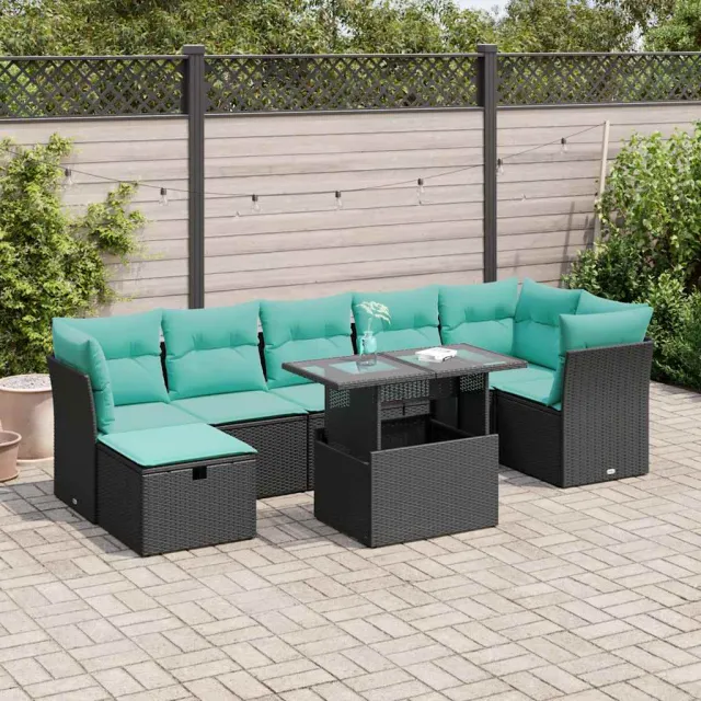 vidaXL 8-delige Loungeset met kussens poly rattan acacia grijs, foto 2