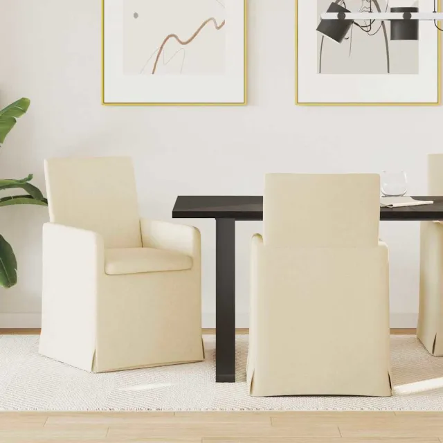 vidaXL Eettafelstoelen 2 st Stof Crèmekleurig 57 x 68 x 94 cm, foto 2