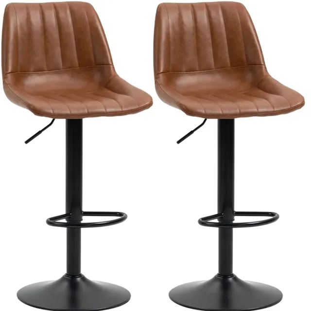 Sweiko Barkruk - Set van 2 - Retro stijl - Verstelbare zithoogte - 43 × 49.5 × 111 cm - Bruin