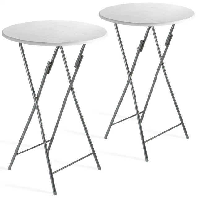 Casaria Statafel Set van 2 - Inklapbaar houtlook 110cm Ø60cm - Wit