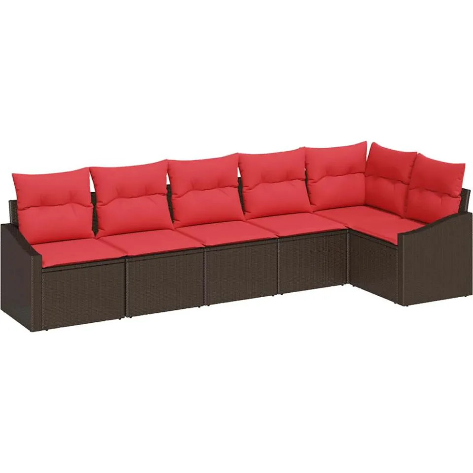 vidaXL Bankstel 6 st Bruin poly rattan