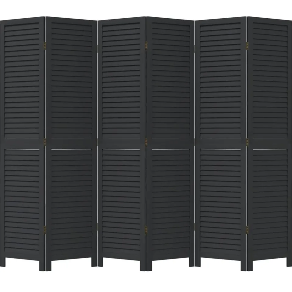 vidaXL Kamerscherm met 6 panelen massief paulowniahout zwart, foto 4