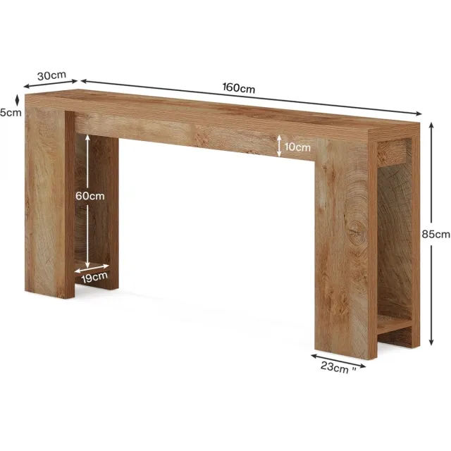 MODENUIT Consoletafel - Extra Lang En Smal Voor Hal En Woonkamer - Rustieke Houtlook - Bruin Hout - 160x30 Cm