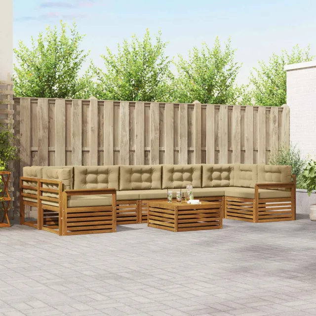 vidaXL Buiten bankenset 8 st 7-zits Natuurlijk en Beige