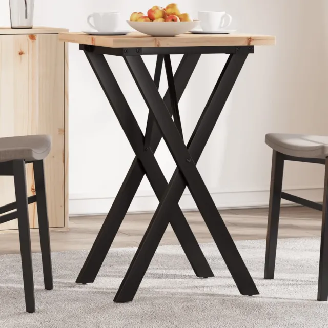 vidaXL Eettafel X-frame 50x50x75,5 cm massief grenenhout en staal