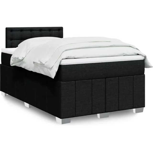 vidaXL Boxspring met matras stof zwart 120x190 cm