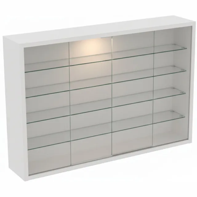 VDD Home – Vitrinekast – Vitrinekast met glas – Vitrinekast met led verlichting – Vitrinekastje - 75 x 14 x 55 cm - Wit