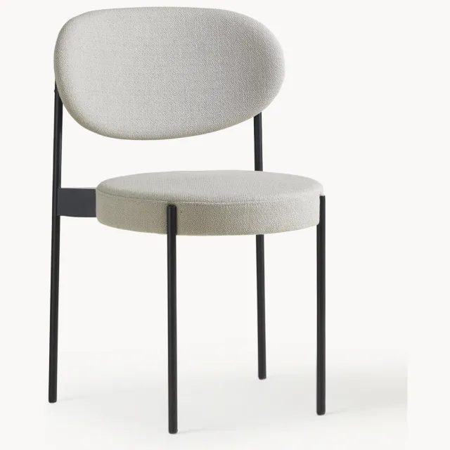 Verpan Gestoffeerde stoel Series 430 van wol, design Verner Panton Wit, Zwart