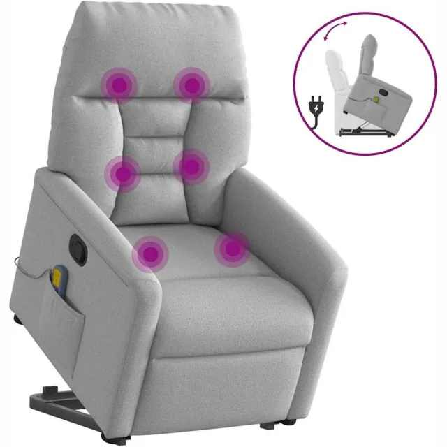 vidaXL Sta-op-massagestoel - verstelbaar - stof - wolk - grijs wolk grijs