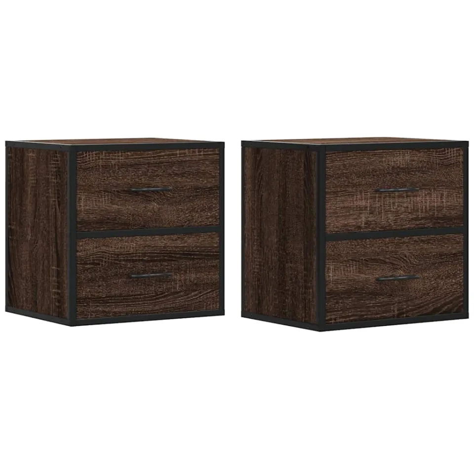 vidaXL Nachtkastjes 2st wandgemonteerd 40x31x39,5cm bruin eikenkleurig