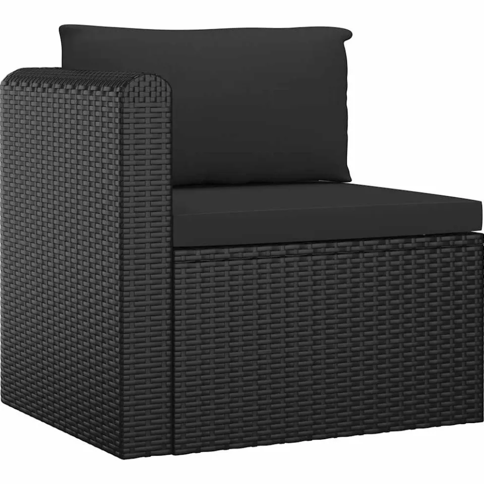 vidaXL 9-delige Loungeset met kussens poly rattan zwart, foto 4
