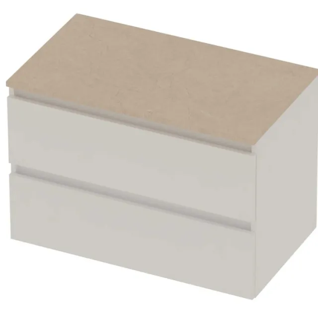 Basic-Line Deck 46 Badmeubelset Greeploos 80x46x58 cm Mat White Sand Stone Beige