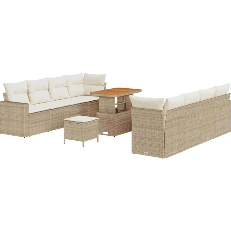 vidaXL Tuinbankenset 11 st Beige poly rattan, foto 3