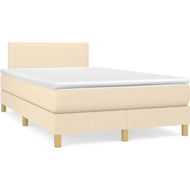 vidaXL Boxspring met matras stof crèmekleurig 120x190 cm