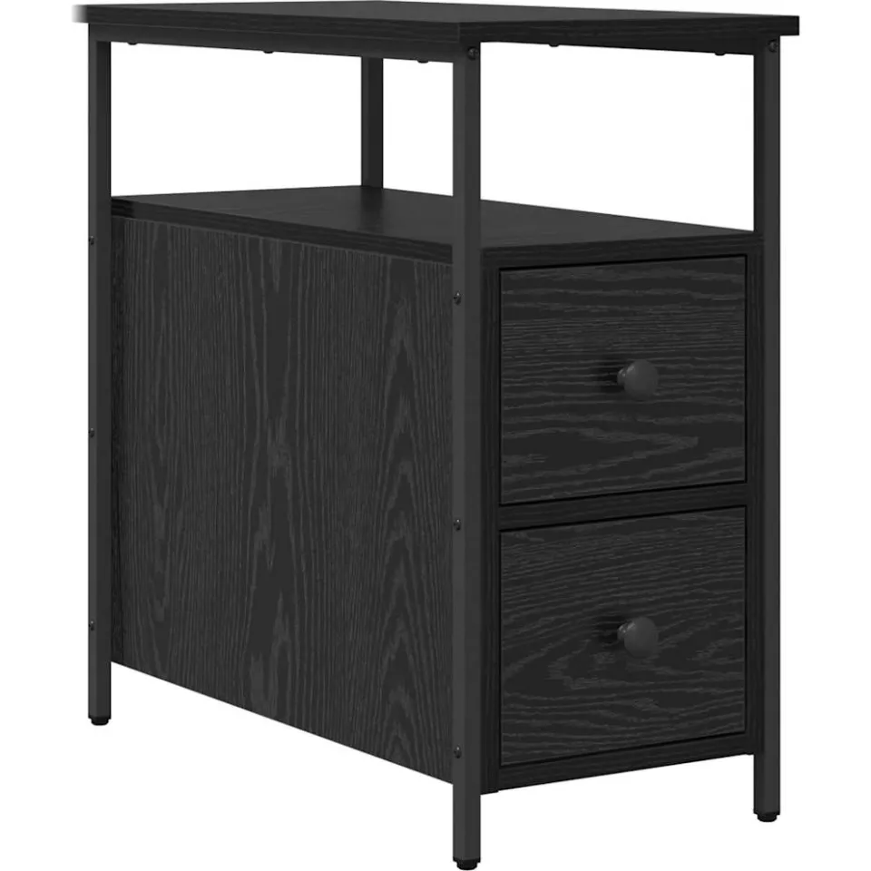 vidaXL Nachtkastje Zwart eiken 30 x 60 x 60 cm Bewerkt hout, foto 3