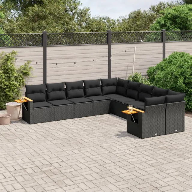 vidaXL Patio Sofa Set 10-zits Black, foto 2