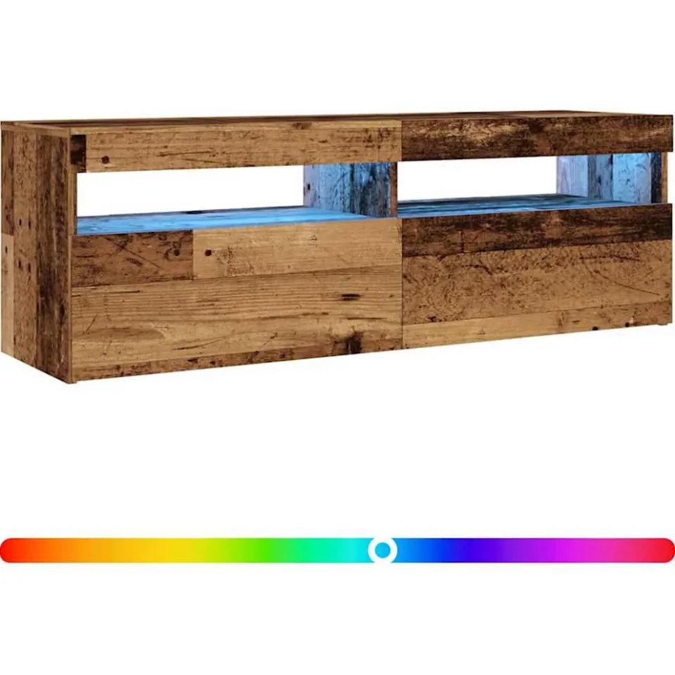 vidaXL Tv-meubel met LED 120x35x40 cm bewerkt hout oud hout bruin, foto 2