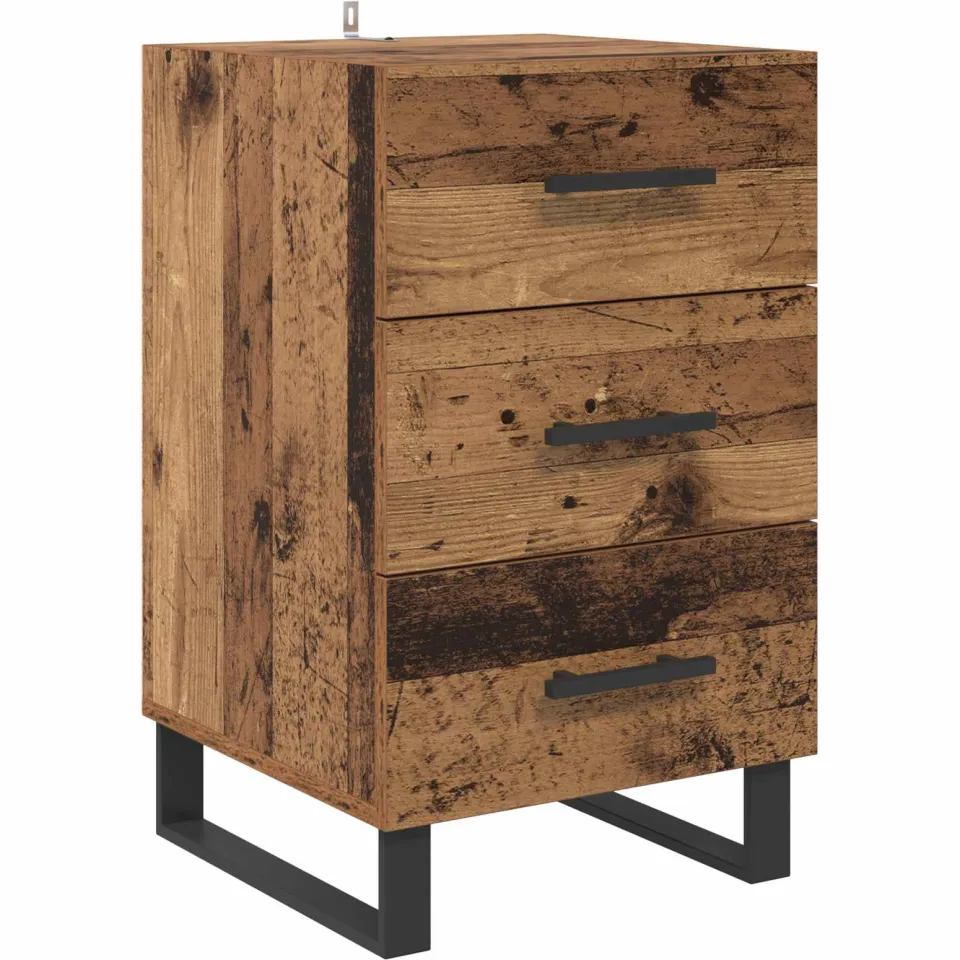 vidaXL Nachtkastje Oud Hout 40 x 40 x 66 cm Bewerkt hout bruin, foto 3