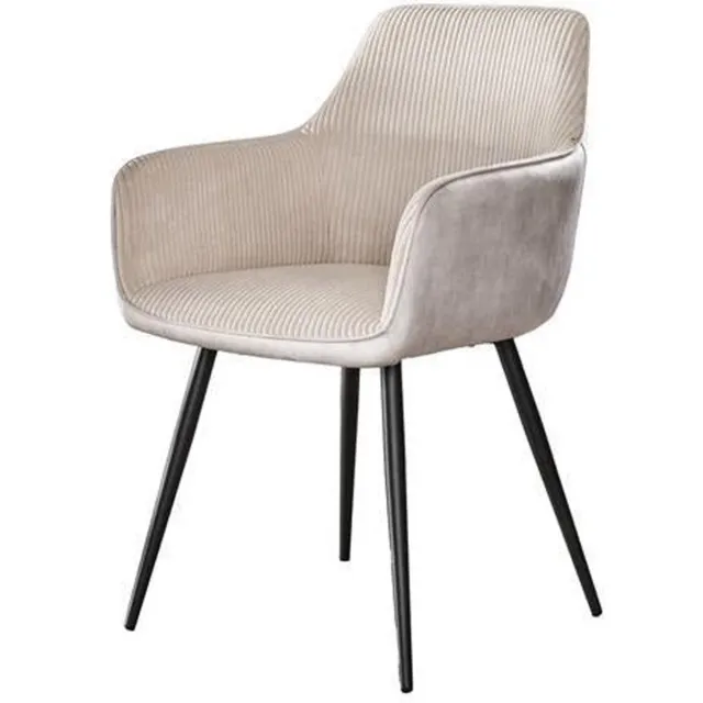 Industrieel In Huis Eetkamerstoel Wit Geribt Set Van 2 - Witte Dinerstoel met Comfortabele Ribstoffering Zitting - Luxe Velours Stoel in Industriële Stijl - Industrieel Eetkamer Stoel (57x59x85) Set Van 2