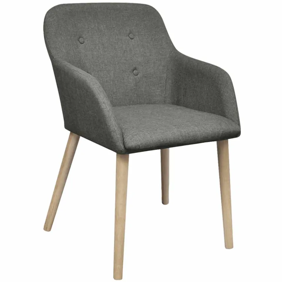 vidaXL Eetkamerstoelen 2 st stof en massief eikenhout lichtgrijs, foto 2