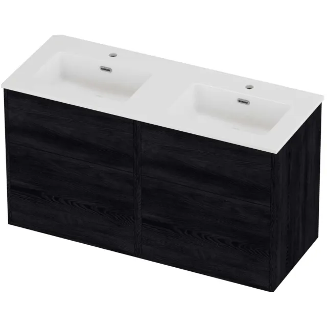 Proline Tribute Badmeubelset Porselein Elegant Voor Grepen 120x46x67 cm Glans Wit Black Oak