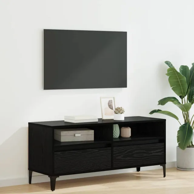 vidaXL TV-kast met lade Zwart Eiken 100 x 34,5 x 44,5 cm