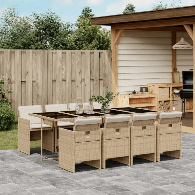 vidaXL 9-delige Tuinset met kussens poly rattan beige, foto 2