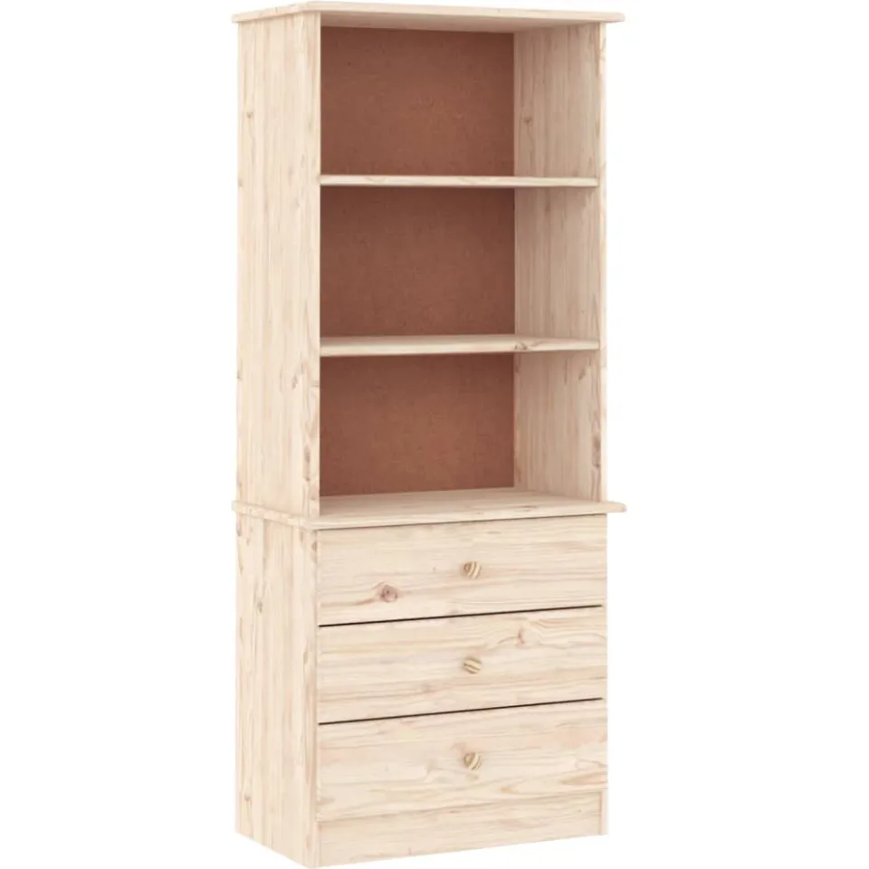 vidaXL Boekenkast met lades ALTA 60x35x142 cm massief grenenhout bruin, foto 3