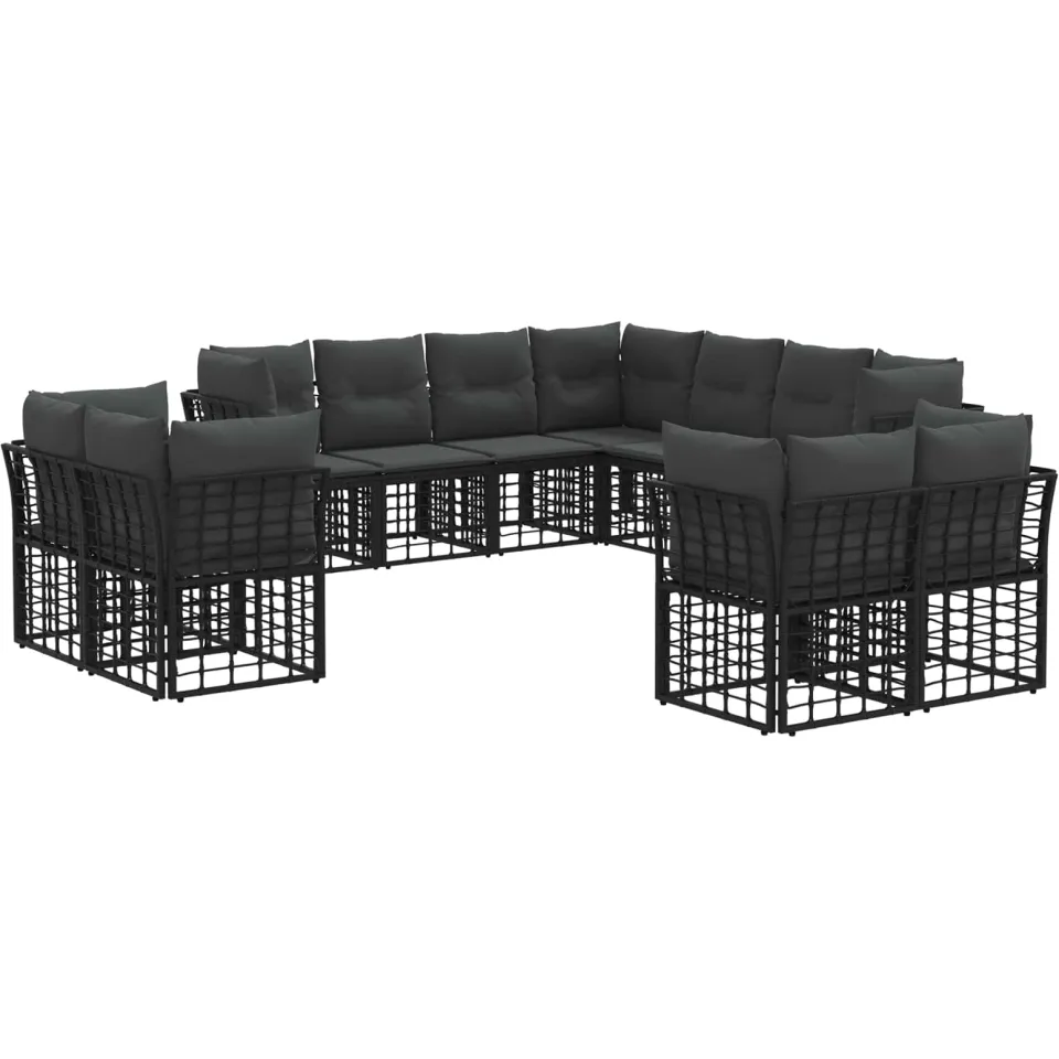 vidaXL Buiten bankenset Zwart en Donkergrijs Polyester