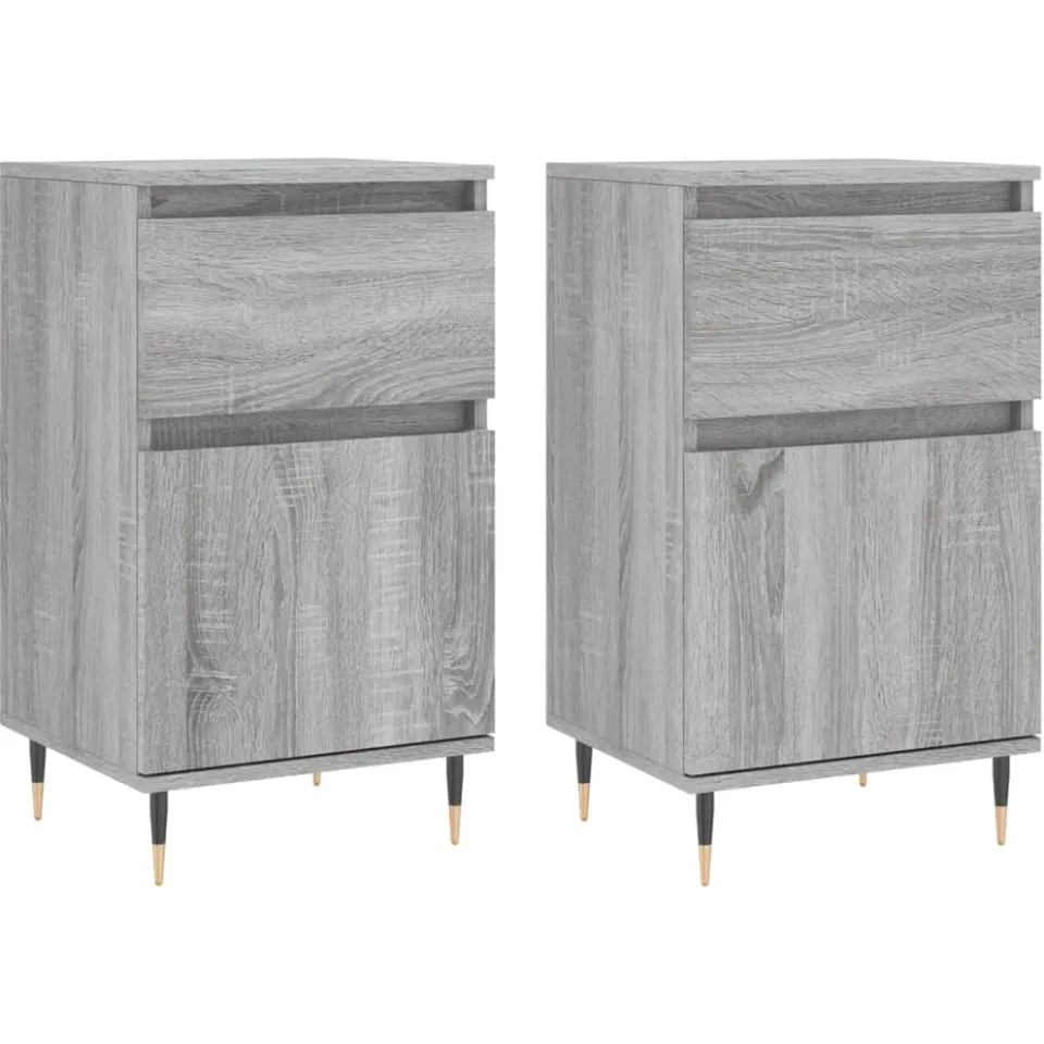vidaXL Dressoirs 2 st 40x35x70 cm bewerkt hout grijs sonoma