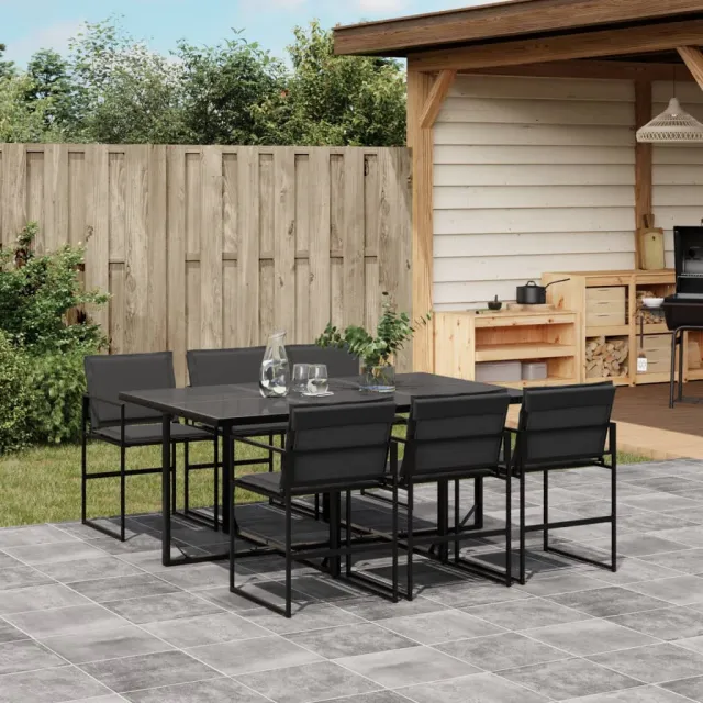 vidaXL 7-delige Tuinset met kussens textileen zwart, foto 2