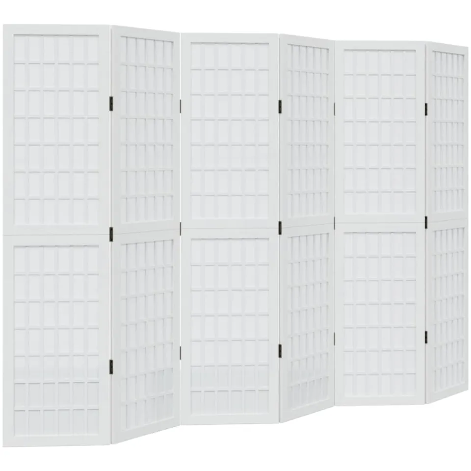 vidaXL Kamerscherm met 6 panelen massief paulowniahout wit