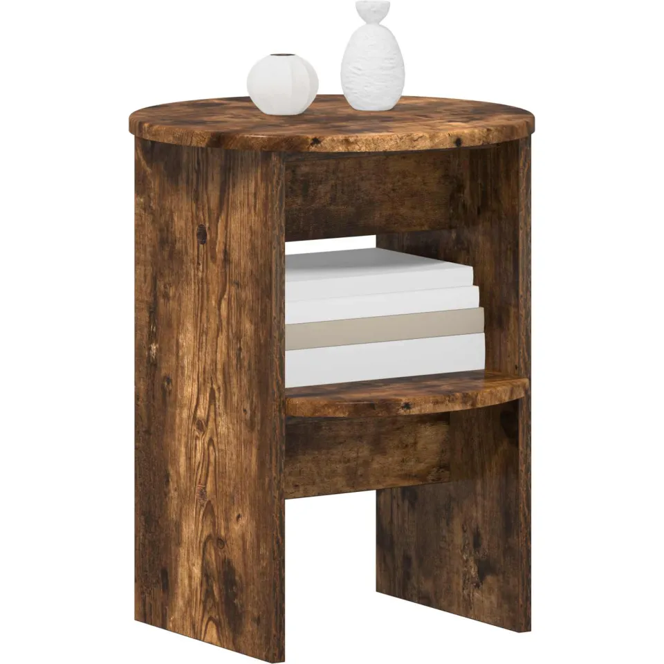 vidaXL Bijzetkast Gerookte Eik Ø40 x 50 cm Geconstrueerd hout Bruin