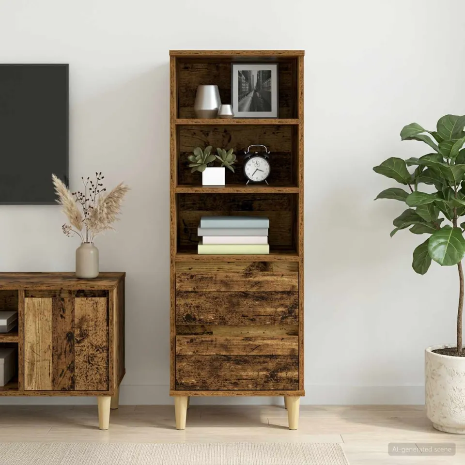 vidaXL Hoge kast Oud hout 40 x 36 x 110 cm Bewerkt hout bruin, foto 4