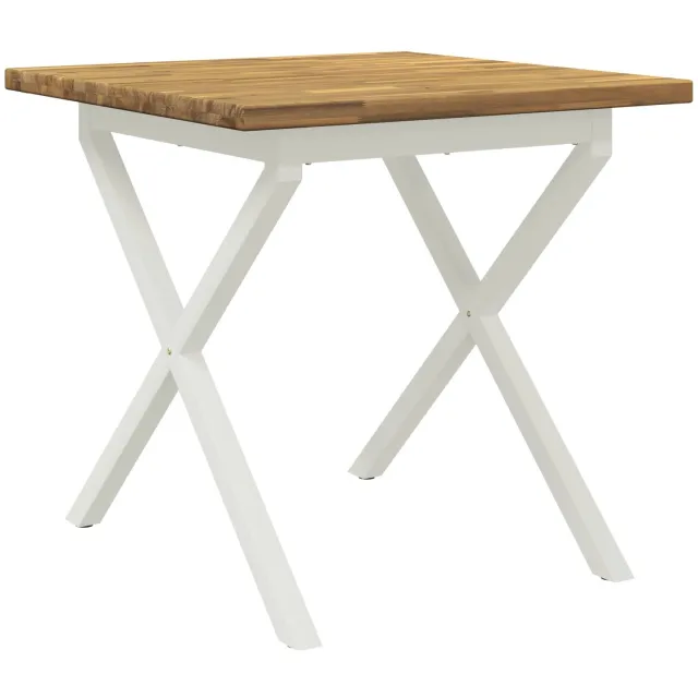 vidaXL Vierkante - Eettafel - 70 - x - 70 - x - 75 - cm - Massief - Acacia - Hout Whitewash en wit